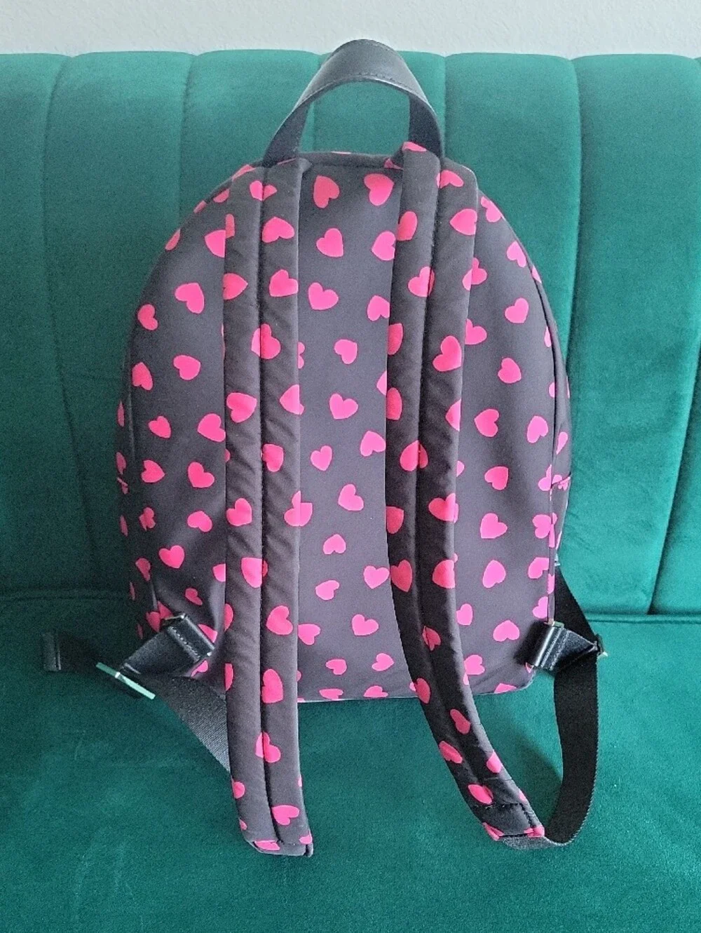 LIKE NEW kate spade Pink Heart Print Black Backpack